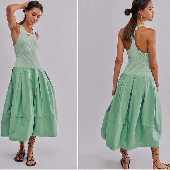 Free People Drops Of Venus Midi Dress Green Size XS New With Tags - Picture 5 of 5